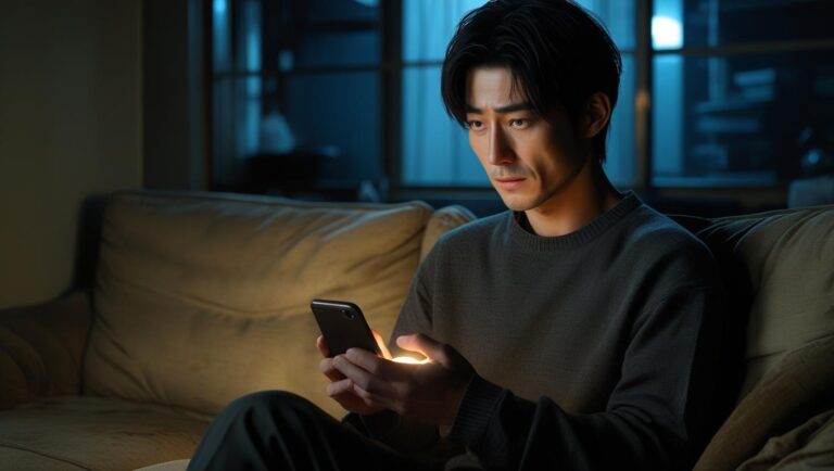 スマホを見ている男性