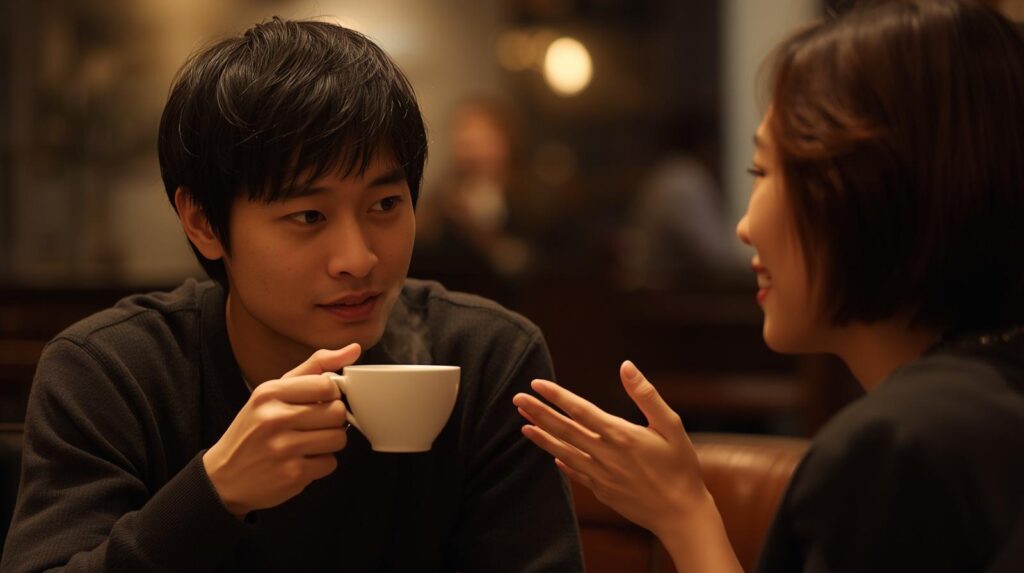 女性の話を熱心に聞く男性