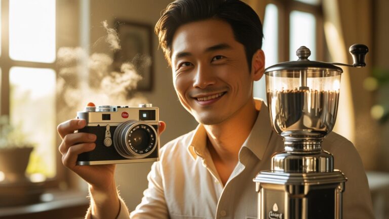 30代男性が休日に趣味を楽しんでいる様子
